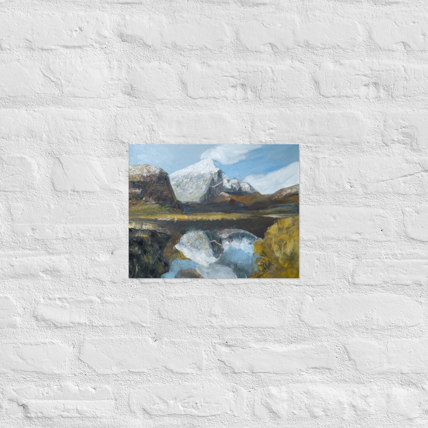 White mountain with reflection