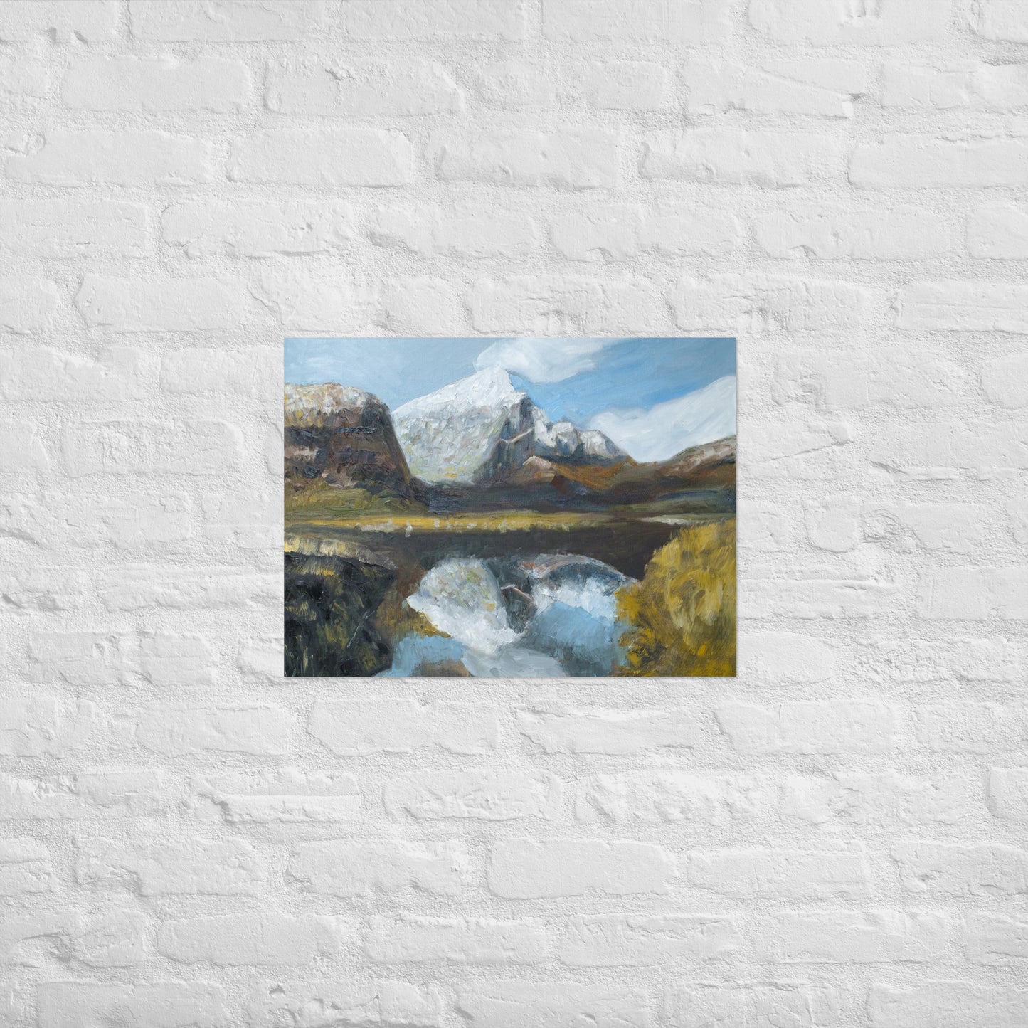 White mountain with reflection