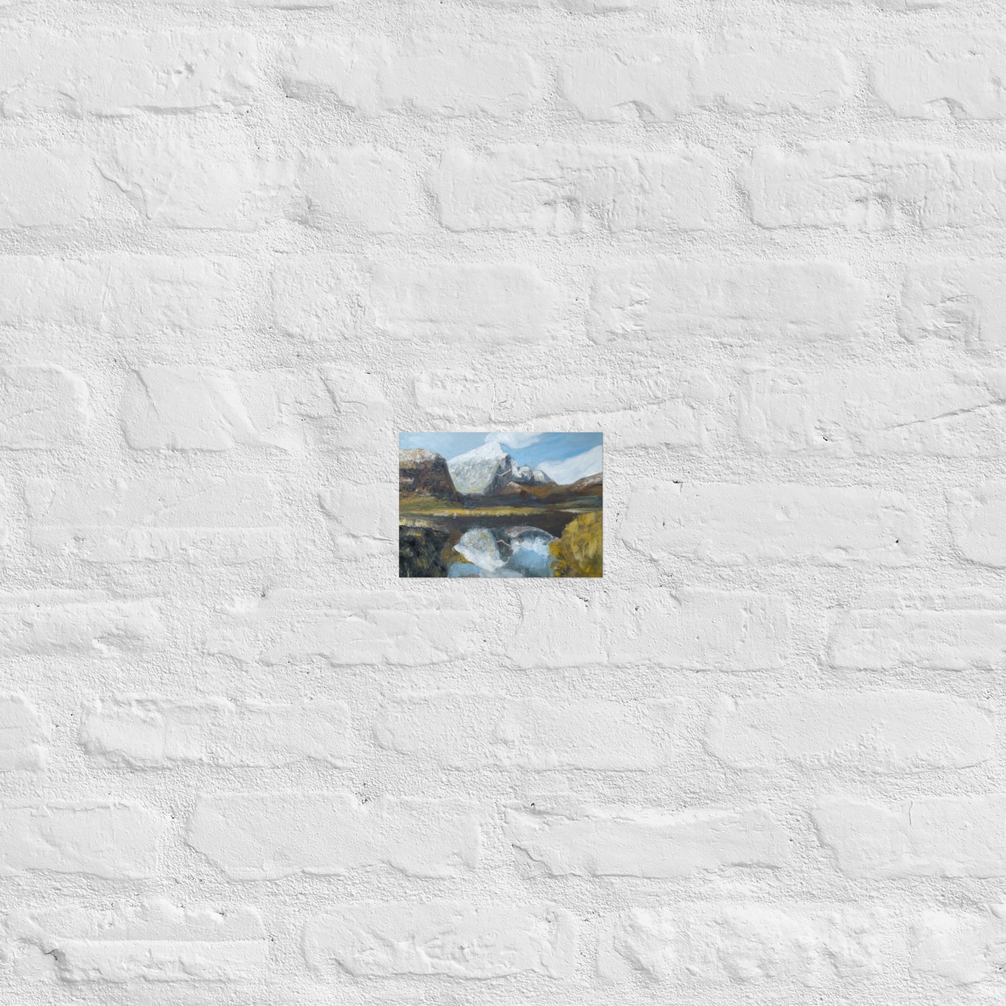 White mountain with reflection