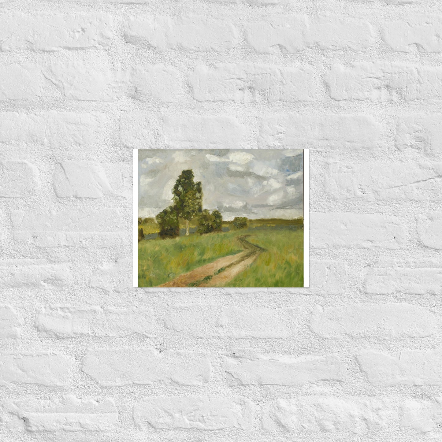 Dirt road in field