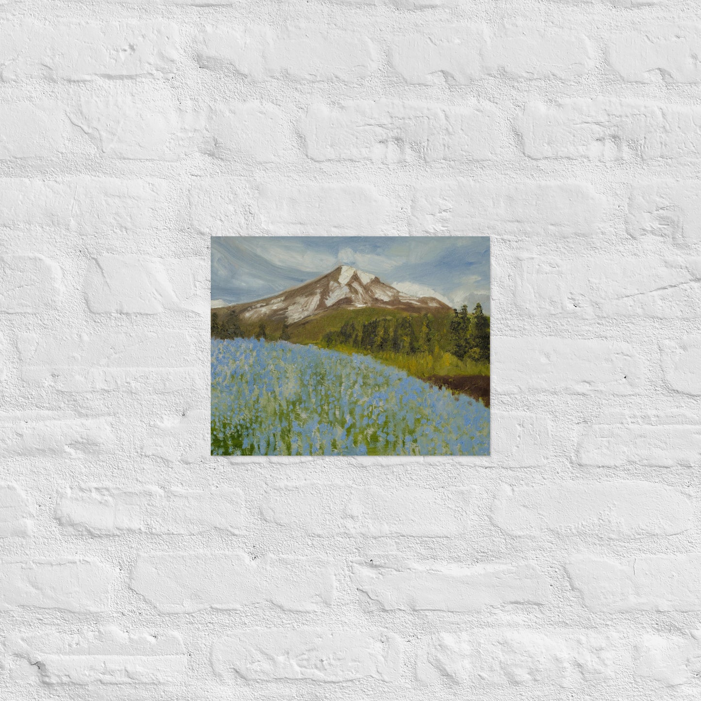 Mountain with blue flowers