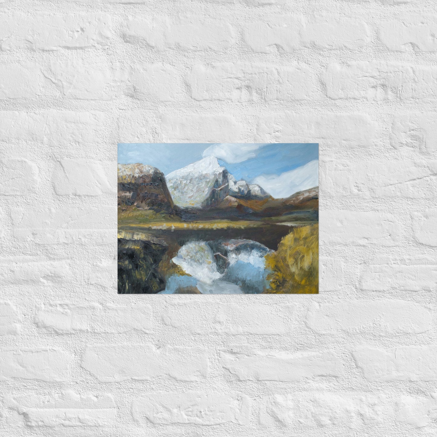 White mountain with reflection