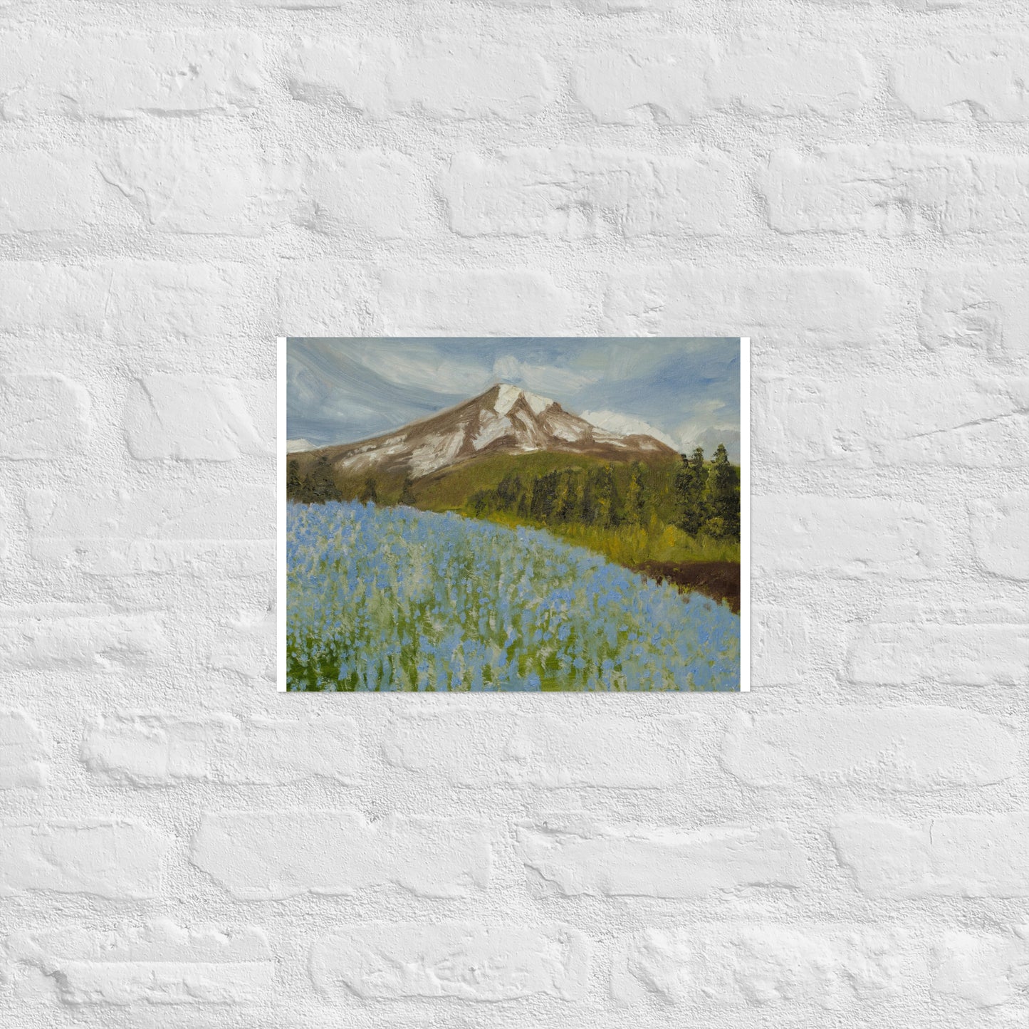 Mountain with blue flowers