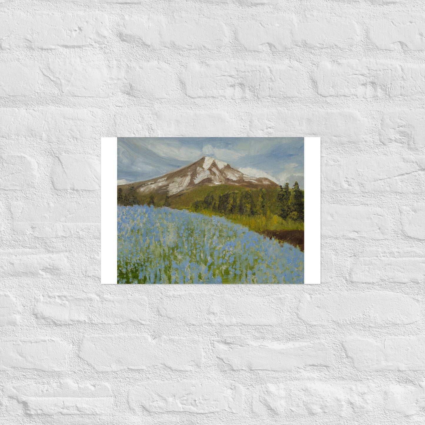 Mountain with blue flowers