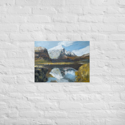 White mountain with reflection