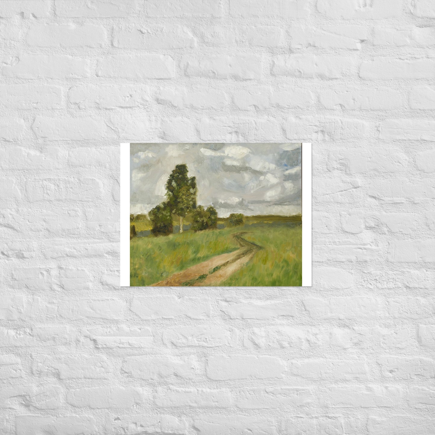 Dirt road in field
