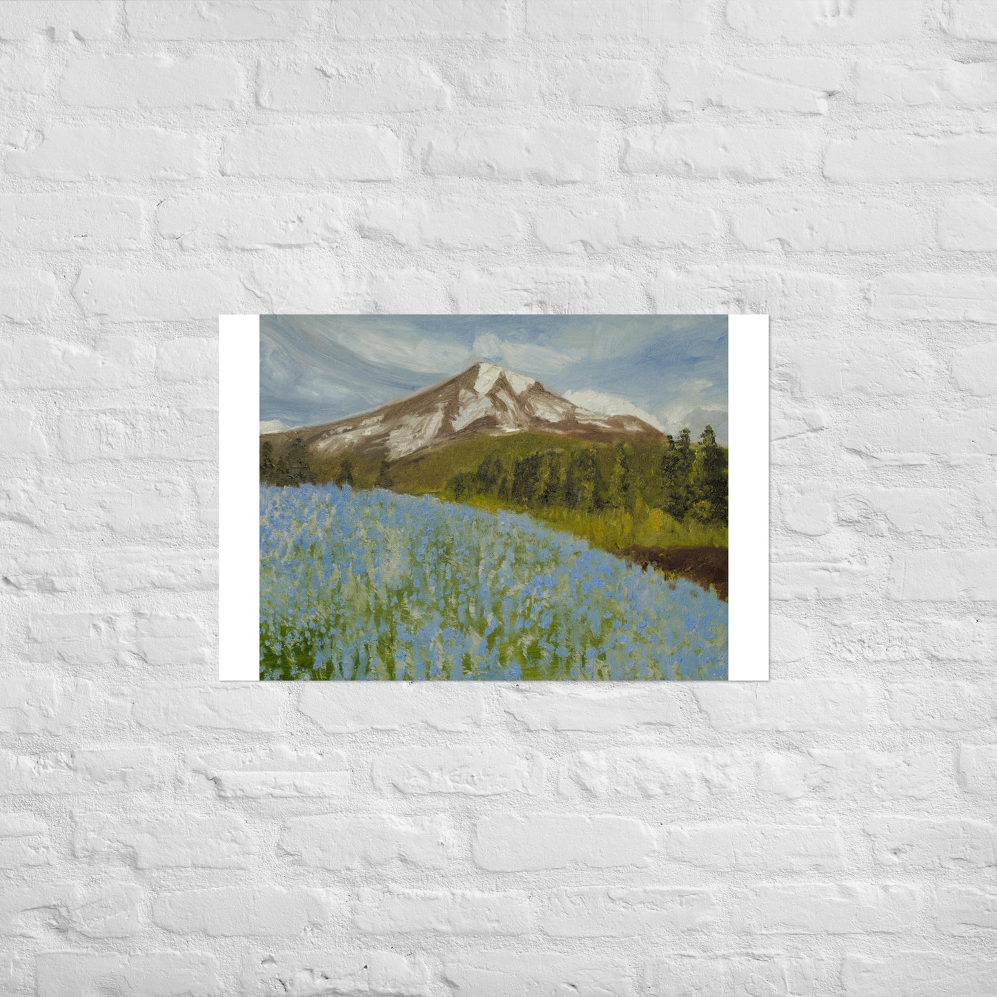 Mountain with blue flowers