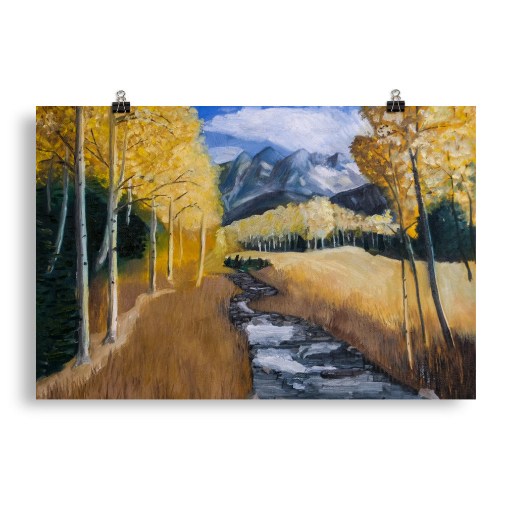 Stream and aspen trees