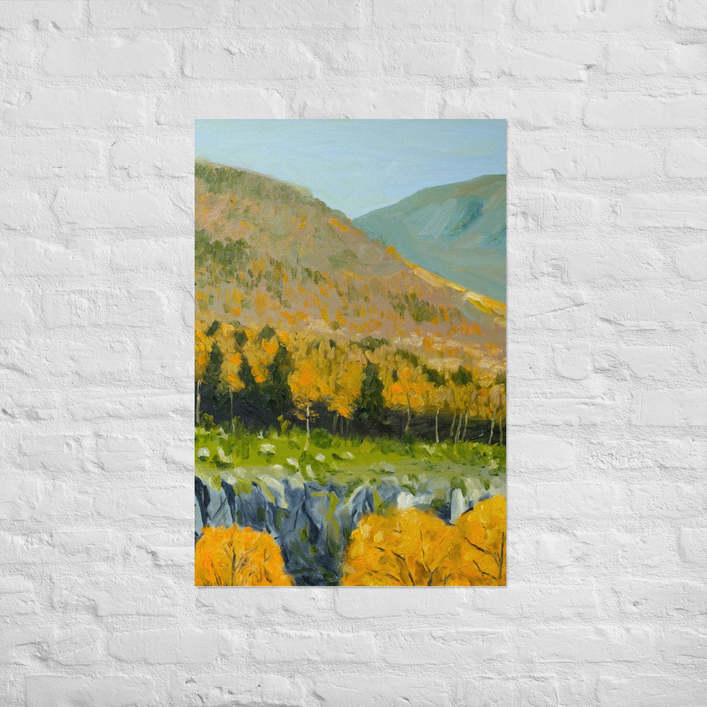 Cliff and aspen trees
