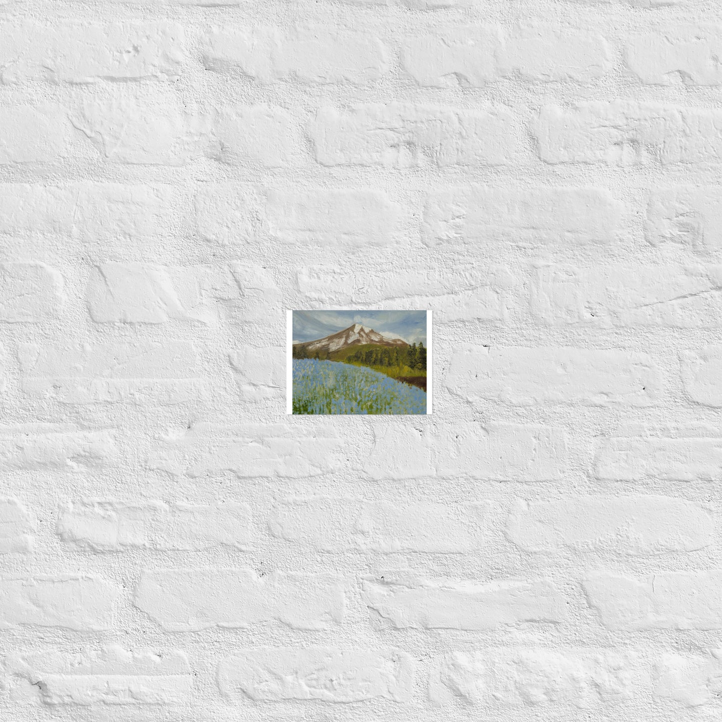 Mountain with blue flowers