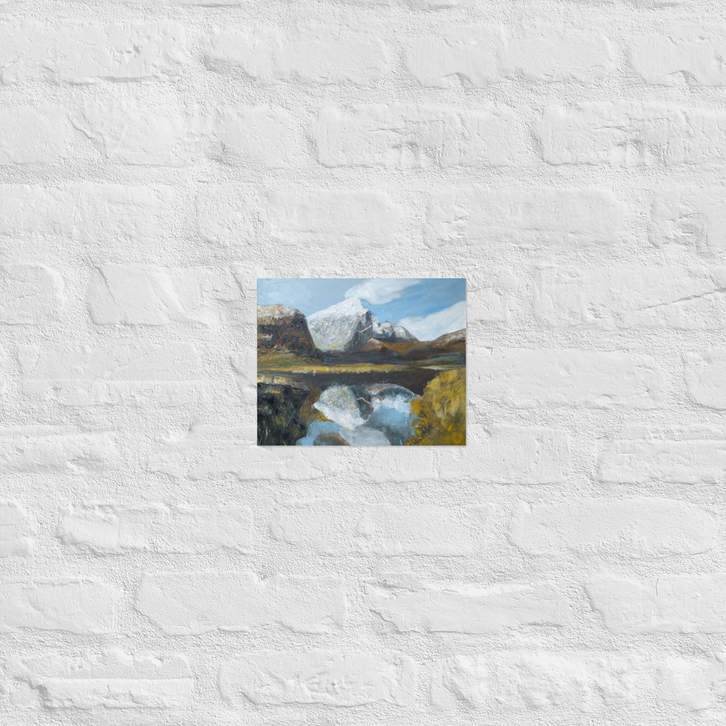 White mountain with reflection