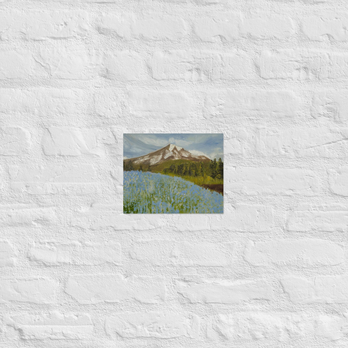 Mountain with blue flowers