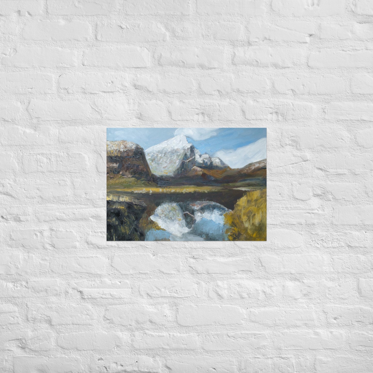 White mountain with reflection