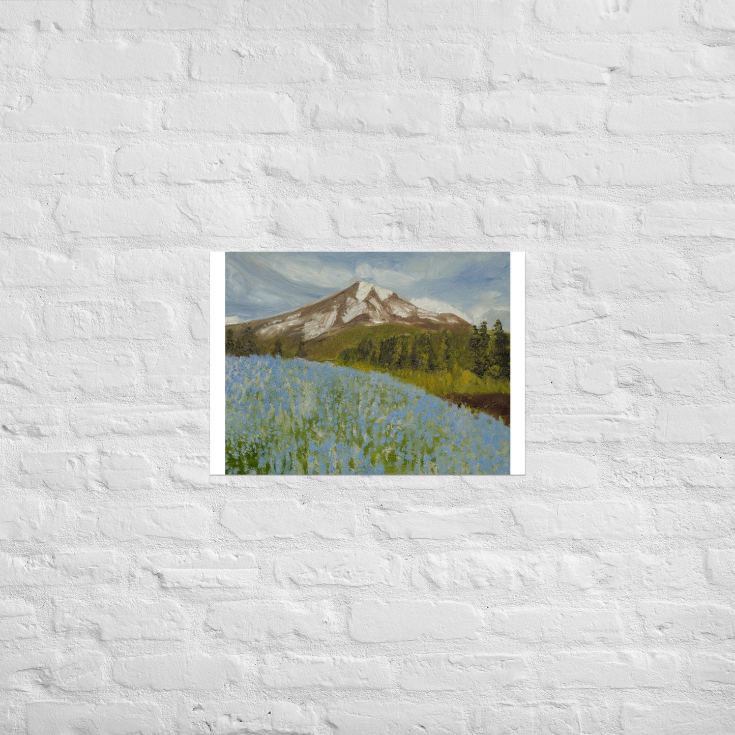 Mountain with blue flowers